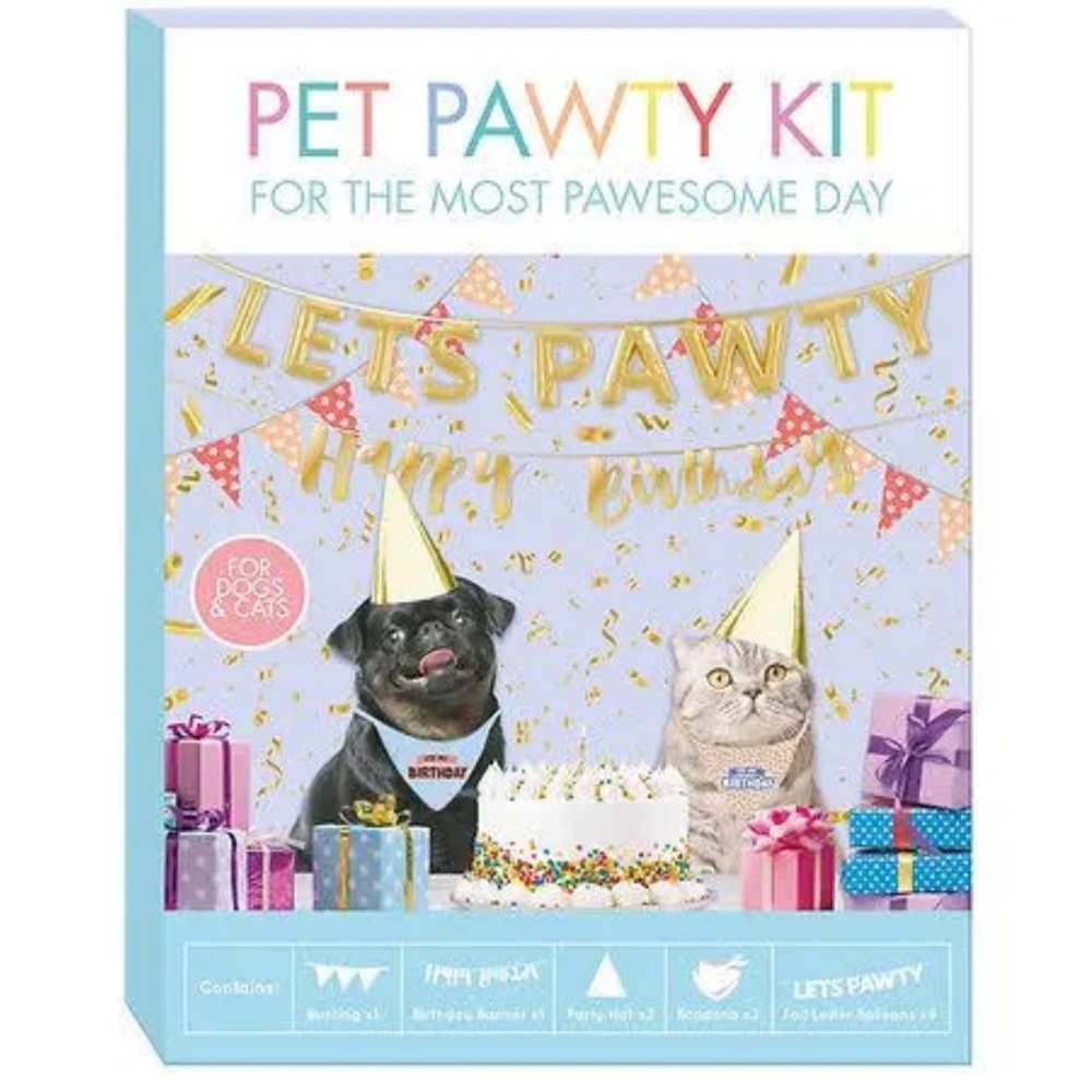 Pet Pawty Kit Foil Baloons Bandana Party Hat Banners